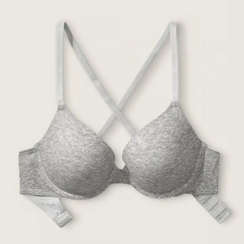 PINK Wear Everywhere Push-Up Bra 32DD VS Gray